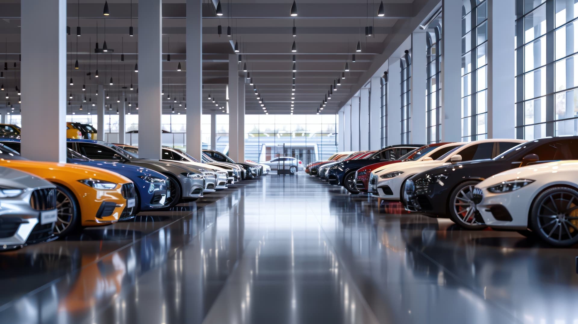 Gebrauchtwagen auf dem Hof eines Autohauses